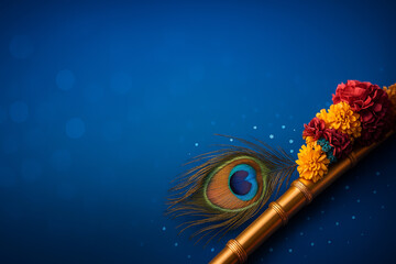 Divine Bansuri with Peacock Feather for Krishna Janmashtami.