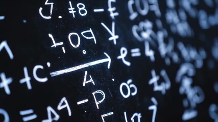 Closeup of Chalkboard with Mathematical Equations and Formulas in Bright Lighting - Powered by Adobe