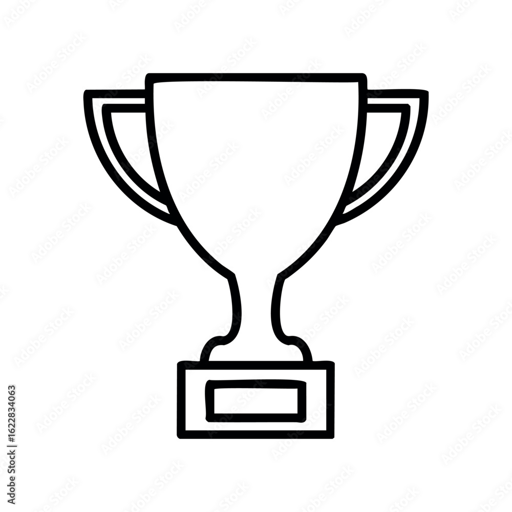Poster simple outline of a trophy with two handles – stock vector icon in line style