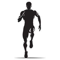 Dynamic running human silhouette in motion