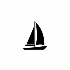 Silhouette of a sailboat with two sails, a mast, and a hull on a transparent background.