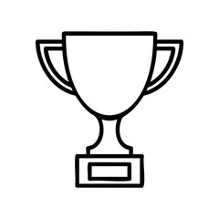 Simple outline of a trophy with a plaque – stock vector icon in line style