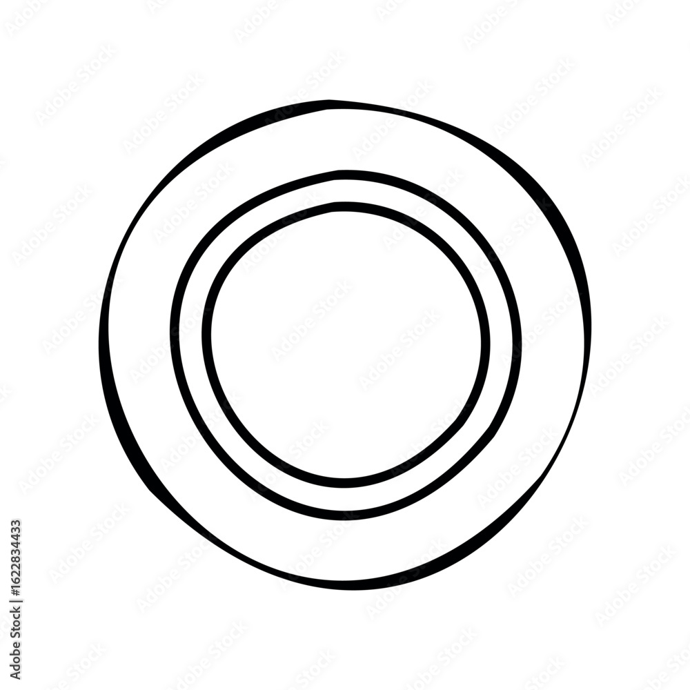 Poster minimalist black circular line art design with concentric rings – stock vector icon in line style