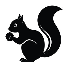 Black squirrel holding nut silhouette