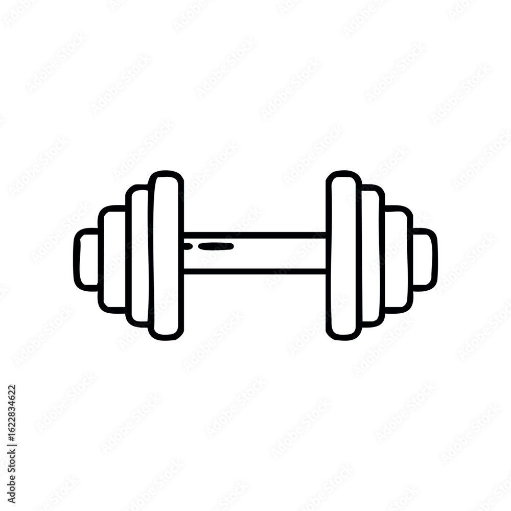 Poster simple dumbbell icon for fitness and exercise themes – stock vector icon in line style