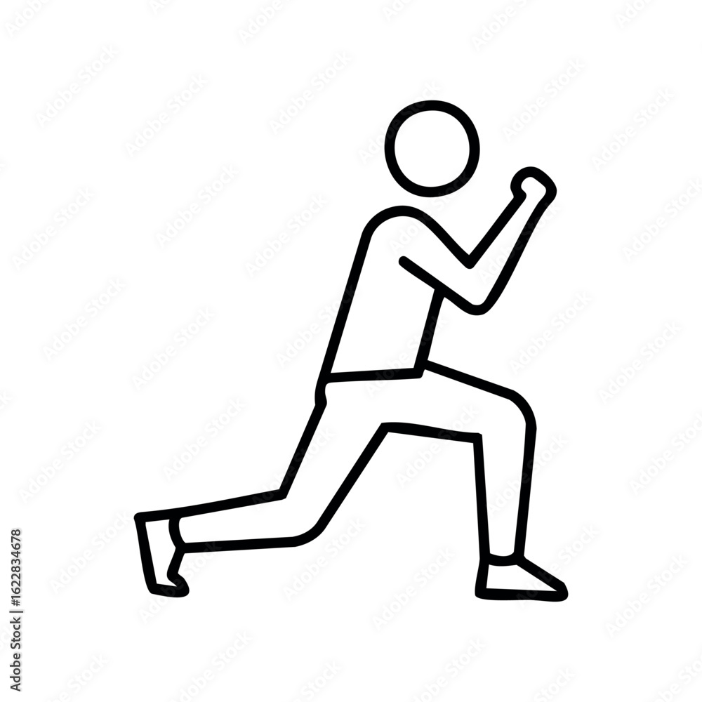 Poster outline of a person performing a lunging stretc – stock vector icon in line style