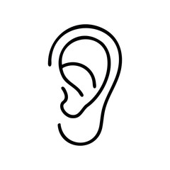 Simple line art illustration of a human ear – stock vector icon in line style