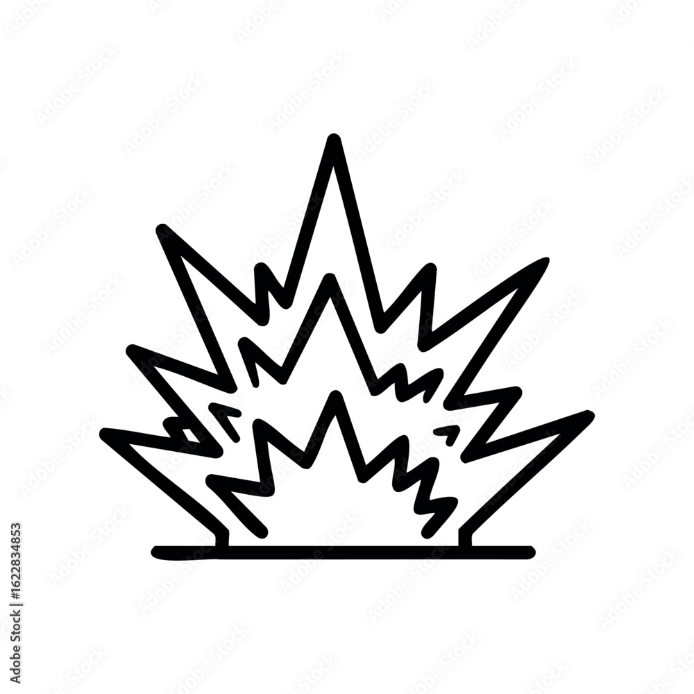 Poster hand-drawn explosion symbol with pointed lines and dynamic energy effect – stock vector icon in line