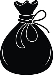 Santa gift bag silhouette vector illustration