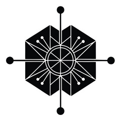 Geometric Sunburst Emblem black white