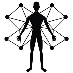 Human network connection abstract silhouette