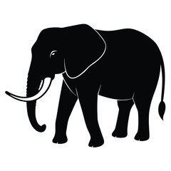 Majestic elephant silhouette with tusks animal wildlife
