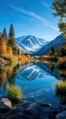Obraz premium Mountain lake autumn reflection