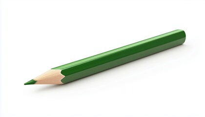 Green Pencil On A White Background, Showing Simplicity And Elegance With Its Contrasting Colors And Minimalistic Design. Perfect For A Clean And Modern Aesthetic.