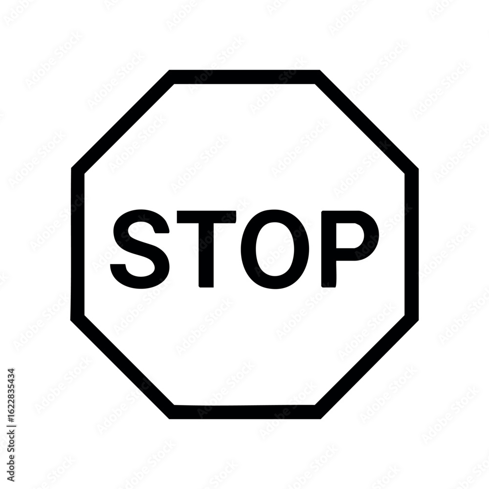 Poster octagonal stop sign in bold font – stock vector icon in line style