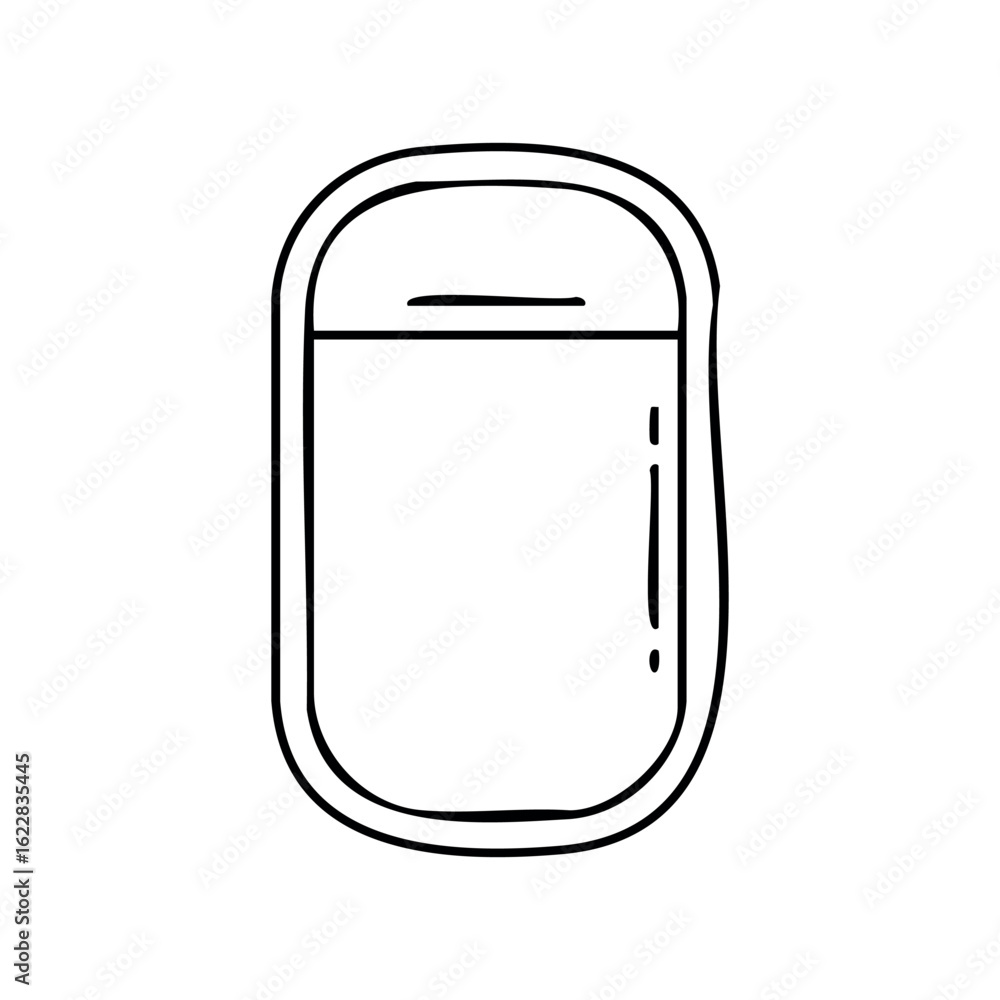 Poster minimalist black line art of a soap bar design with rounded edges – stock vector icon in line style