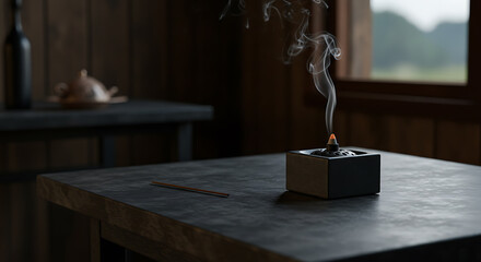 Incense Smoke Rising Creating Calm Home Ambiance