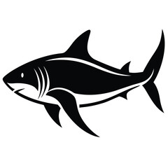 Sleek black shark swimming gracefully silhouette ocean