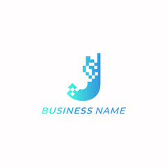 design logo creative letter J and tech