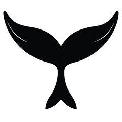 Stylized black shark tail silhouette white ocean