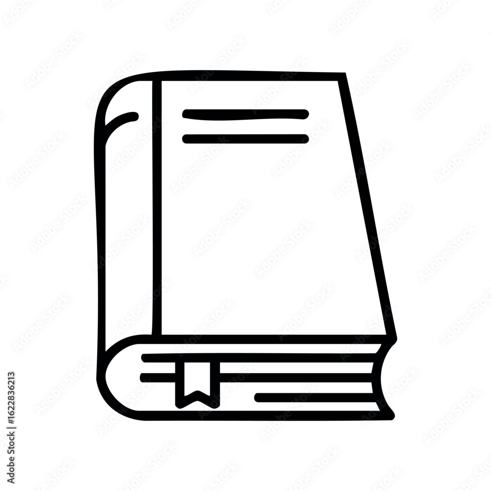 Poster outline of a closed book with bookmark – stock vector icon in line style