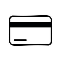 Obraz premium Simple icon of a credit card with magnetic stripe – stock vector icon in line style