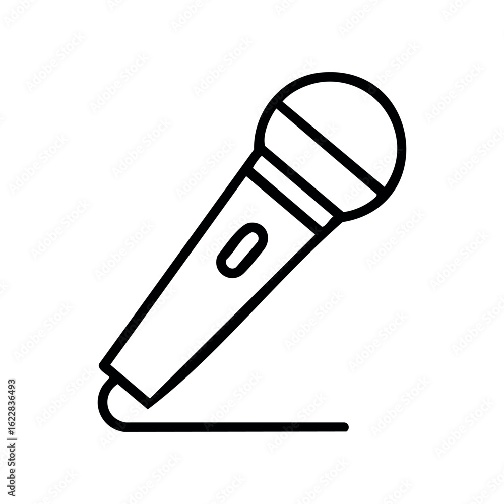 Poster simple outline microphone icon for audio and music – stock vector icon in line style