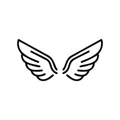 Fototapeta premium Simple line art depicting angel wings for tattoo and graphic design – stock vector icon in line style