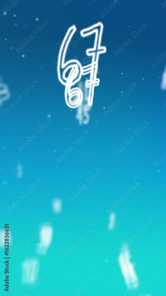 Poster digital animation of numbers and mathematical symbols against green and blue gradient background