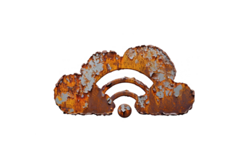 Rusted analog switch in the shape of a cloud with wi-fi icon