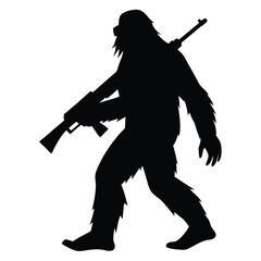 Bigfoot holding rifle sasquatch yeti