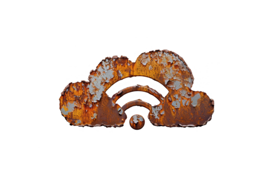 Rusted analog switch in the shape of a cloud with wi-fi icon