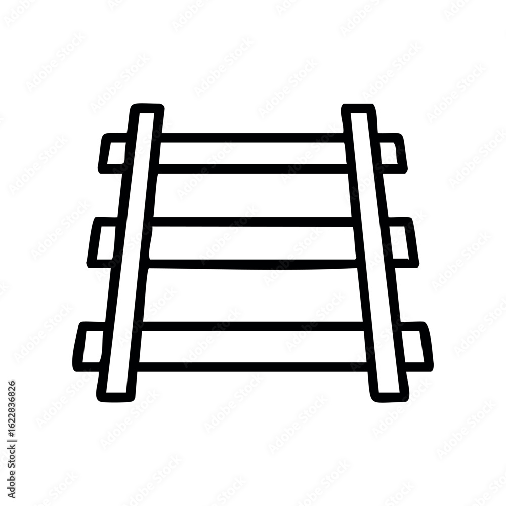 Aufkleber simple railroad track icon with parallel rails and ties – stock vector icon in line style