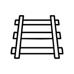 Simple railroad track icon with parallel rails and ties – stock vector icon in line style