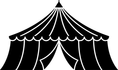 Black silhouette vector of a large Oktoberfest tent with peaked roof and entrance flap