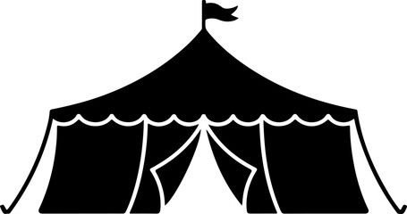 Black silhouette vector of a large Oktoberfest tent with peaked roof and entrance flap