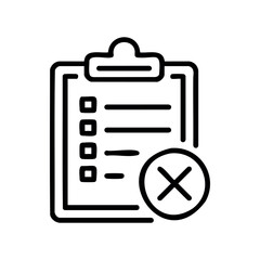 Checklist with cross mark icon in minimalist line art style &ndash; stock vector icon in line style