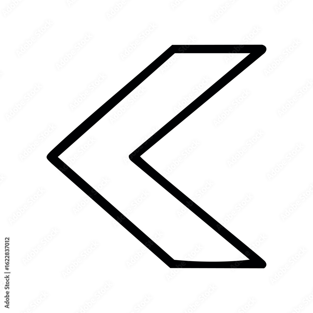 Poster simple chevron v-shaped geometric symbol, left arrow design – stock vector icon in line style – stoc
