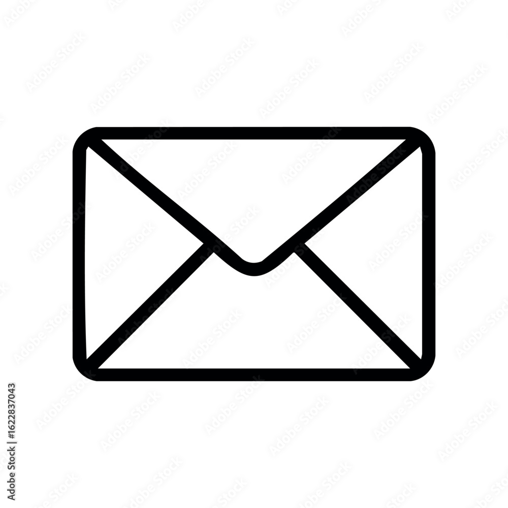 Poster simple white envelope icon with black outline – stock vector icon in line style