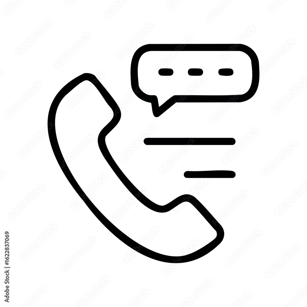 Poster simple telephone icon with speech bubble for communication theme – stock vector icon in line style