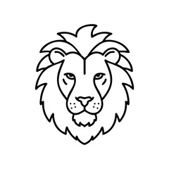 Fototapeta premium Majestic lion head outline with detailed mane and intense expression – stock vector icon in line style