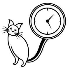 Cat Tail Wagging Clock vector