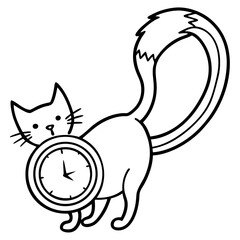 Cat Tail Wagging Clock vector
