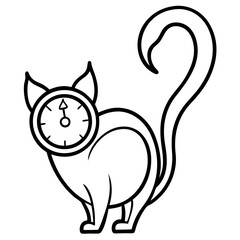 Cat Tail Wagging Clock vector