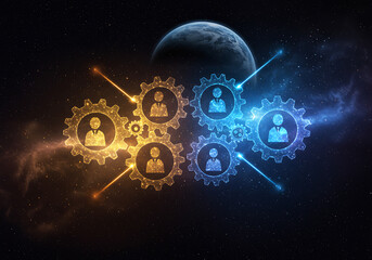 Global Teamwork Business Network Gears
