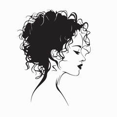 Simple Curly woman hairstyle logo vector design in minimal style for beauty branding