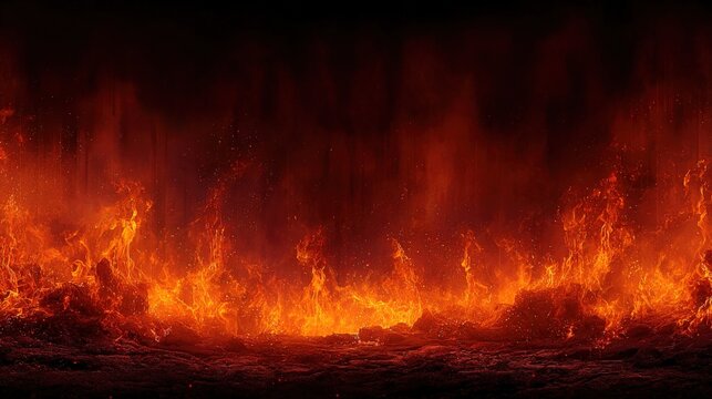 Inferno Backdrop: Dynamic Composition of Flames and Dark Hues, Perfect for Intense Visuals and Dramatic Effects