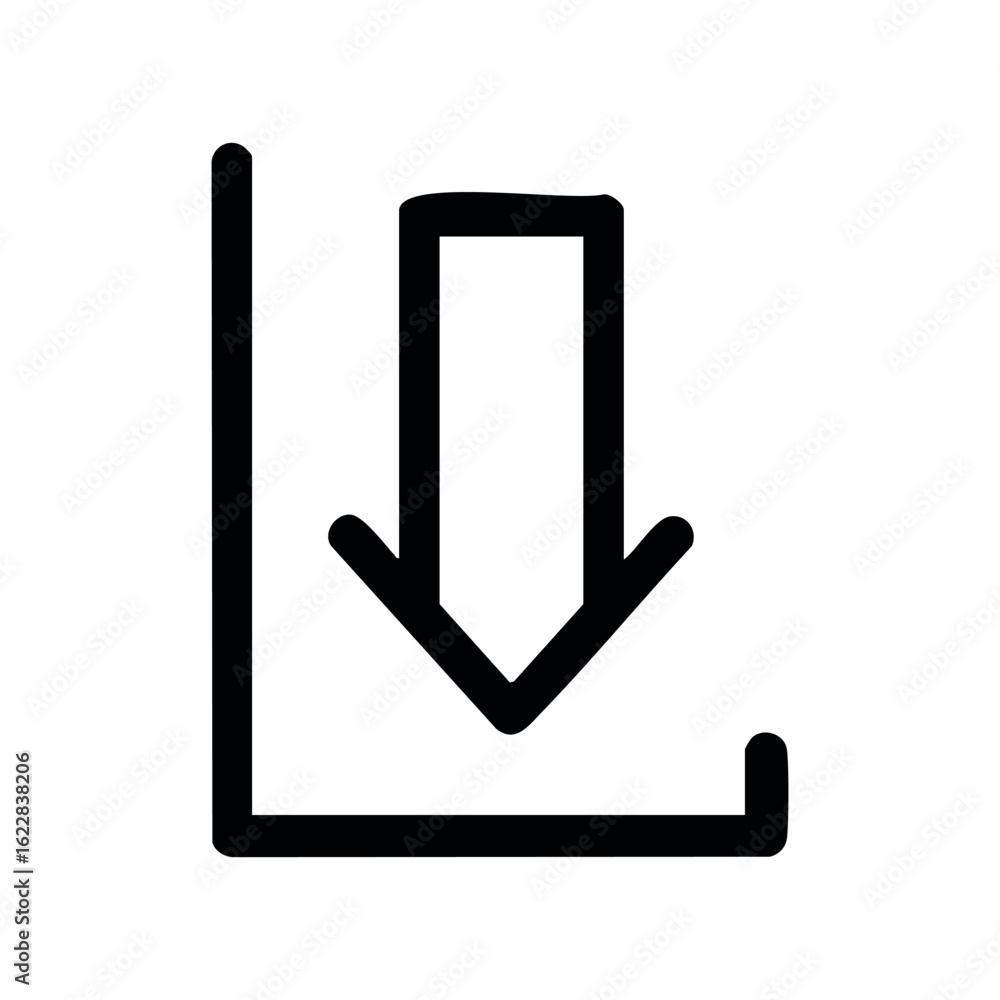 Aufkleber downward arrow icon for downloads or navigation – stock vector icon in line style