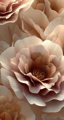 Elegant layered 3D flower petals in soft beige and pink tones
