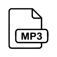 Mp3 file icon representation in simple line art design – stock vector icon in line style